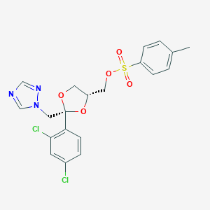molecular formula C20H19Cl2N3O5S B050532 ((2S,4S)-2-((1H-1,2,4-Triazol-1-yl)methyl)-2-(2,4-dichlorophenyl)-1,3-dioxolan-4-yl)methyl 4-methylbenzenesulfonate CAS No. 113770-65-3