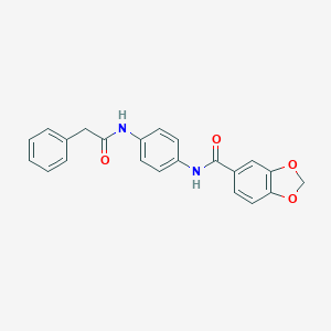 molecular formula C22H18N2O4 B505321 N-{4-[(2-phenylacetyl)amino]phenyl}-1,3-benzodioxole-5-carboxamide 