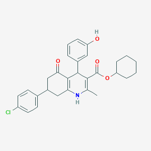 molecular formula C29H30ClNO4 B5053232 Cyclohexyl 7-(4-chlorophenyl)-4-(3-hydroxyphenyl)-2-methyl-5-oxo-1,4,5,6,7,8-hexahydroquinoline-3-carboxylate 
