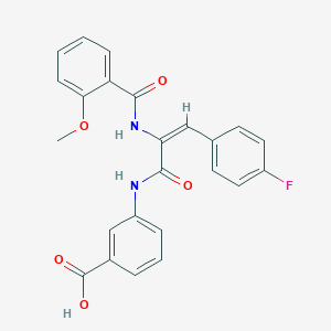 molecular formula C24H19FN2O5 B5053263 3-[(2E)-3-(4-Fluorophenyl)-2-[(2-methoxyphenyl)formamido]prop-2-enamido]benzoic acid 