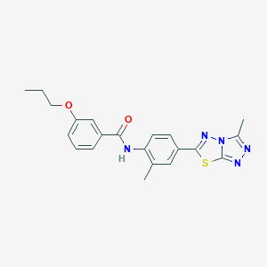 molecular formula C21H21N5O2S B505359 N-[2-methyl-4-(3-methyl[1,2,4]triazolo[3,4-b][1,3,4]thiadiazol-6-yl)phenyl]-3-propoxybenzamide 