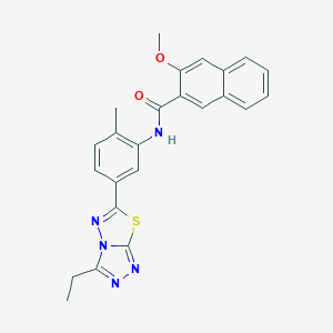 molecular formula C24H21N5O2S B505362 N-[5-(3-ethyl[1,2,4]triazolo[3,4-b][1,3,4]thiadiazol-6-yl)-2-methylphenyl]-3-methoxy-2-naphthamide 