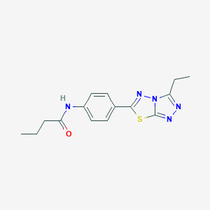 molecular formula C15H17N5OS B505365 N-[4-(3-ethyl[1,2,4]triazolo[3,4-b][1,3,4]thiadiazol-6-yl)phenyl]butanamide 