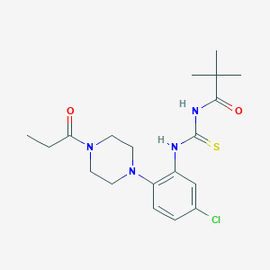 molecular formula C19H27ClN4O2S B505366 N-[[5-chloro-2-(4-propanoylpiperazin-1-yl)phenyl]carbamothioyl]-2,2-dimethylpropanamide 