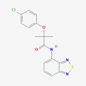 molecular formula C16H14ClN3O2S B505374 N-(2,1,3-benzothiadiazol-4-yl)-2-(4-chlorophenoxy)-2-methylpropanamide 