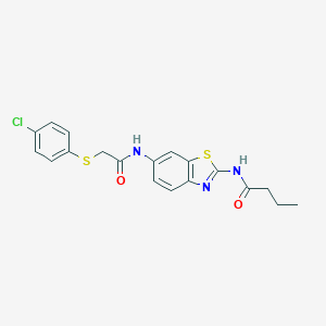 N-[6-({[(4-chlorophenyl)sulfanyl]acetyl}amino)-1,3-benzothiazol-2-yl]butanamide