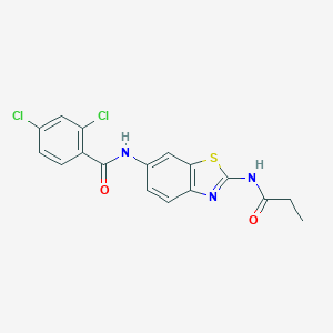 2,4-dichloro-N-[2-(propanoylamino)-1,3-benzothiazol-6-yl]benzamide