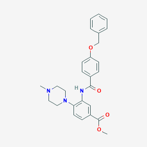molecular formula C27H29N3O4 B505389 Methyl 3-{[4-(benzyloxy)benzoyl]amino}-4-(4-methyl-1-piperazinyl)benzoate 