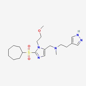 molecular formula C20H33N5O3S B5054033 N-[[2-cycloheptylsulfonyl-3-(2-methoxyethyl)imidazol-4-yl]methyl]-N-methyl-2-(1H-pyrazol-4-yl)ethanamine 