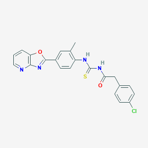 molecular formula C22H17ClN4O2S B505405 N-[(4-chlorophenyl)acetyl]-N'-(2-methyl-4-[1,3]oxazolo[4,5-b]pyridin-2-ylphenyl)thiourea 