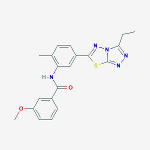 molecular formula C20H19N5O2S B505407 N-[5-(3-ethyl[1,2,4]triazolo[3,4-b][1,3,4]thiadiazol-6-yl)-2-methylphenyl]-3-methoxybenzamide 