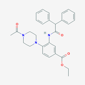 Ethyl 4-(4-acetyl-1-piperazinyl)-3-[(diphenylacetyl)amino]benzoate