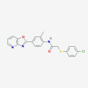 2-[(4-chlorophenyl)sulfanyl]-N-(2-methyl-4-[1,3]oxazolo[4,5-b]pyridin-2-ylphenyl)acetamide