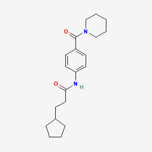 molecular formula C20H28N2O2 B5054167 3-cyclopentyl-N-[4-(piperidine-1-carbonyl)phenyl]propanamide 