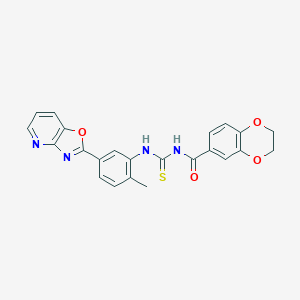molecular formula C23H18N4O4S B505418 N-[[2-methyl-5-([1,3]oxazolo[4,5-b]pyridin-2-yl)phenyl]carbamothioyl]-2,3-dihydro-1,4-benzodioxine-6-carboxamide 