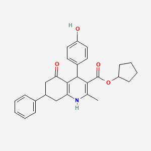 molecular formula C28H29NO4 B5054193 cyclopentyl 4-(4-hydroxyphenyl)-2-methyl-5-oxo-7-phenyl-4,6,7,8-tetrahydro-1H-quinoline-3-carboxylate 