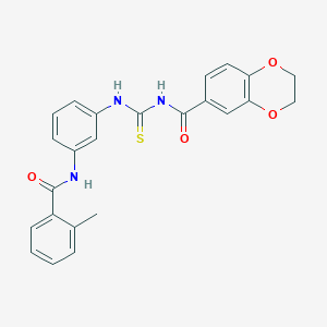 N-[3-({[(2,3-dihydro-1,4-benzodioxin-6-ylcarbonyl)amino]carbothioyl}amino)phenyl]-2-methylbenzamide