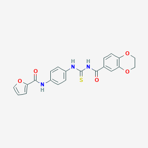 molecular formula C21H17N3O5S B505421 N-[4-({[(2,3-dihydro-1,4-benzodioxin-6-ylcarbonyl)amino]carbothioyl}amino)phenyl]-2-furamide 