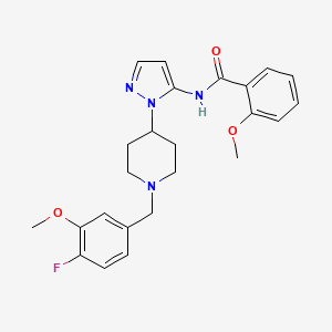 molecular formula C24H27FN4O3 B5054505 N-{1-[1-(4-fluoro-3-methoxybenzyl)-4-piperidinyl]-1H-pyrazol-5-yl}-2-methoxybenzamide 