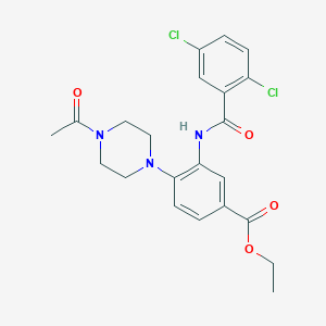 molecular formula C22H23Cl2N3O4 B505451 Ethyl 4-(4-acetyl-1-piperazinyl)-3-[(2,5-dichlorobenzoyl)amino]benzoate 