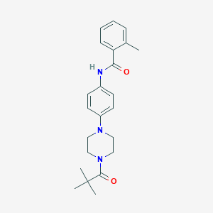 molecular formula C23H29N3O2 B505455 N-[4-[4-(2,2-dimethylpropanoyl)piperazin-1-yl]phenyl]-2-methylbenzamide 