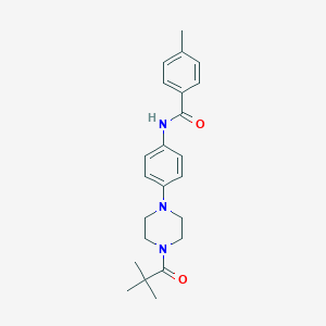 molecular formula C23H29N3O2 B505458 N-[4-[4-(2,2-dimethylpropanoyl)piperazin-1-yl]phenyl]-4-methylbenzamide 