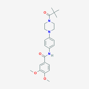 molecular formula C24H31N3O4 B505460 N-[4-[4-(2,2-dimethylpropanoyl)piperazin-1-yl]phenyl]-3,4-dimethoxybenzamide 