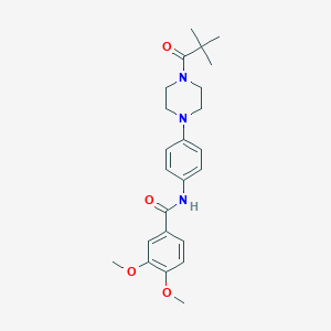 molecular formula C24H31N3O4 B505460 N-{4-[4-(2,2-dimethylpropanoyl)-1-piperazinyl]phenyl}-3,4-dimethoxybenzamide 
