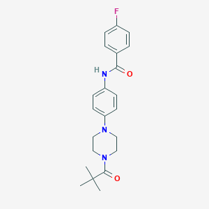 molecular formula C22H26FN3O2 B505463 N-[4-[4-(2,2-dimethylpropanoyl)piperazin-1-yl]phenyl]-4-fluorobenzamide 