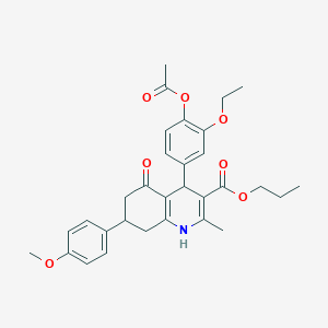 molecular formula C31H35NO7 B5054720 Propyl 4-[4-(acetyloxy)-3-ethoxyphenyl]-7-(4-methoxyphenyl)-2-methyl-5-oxo-1,4,5,6,7,8-hexahydroquinoline-3-carboxylate 