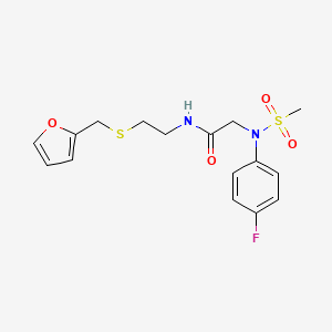 molecular formula C16H19FN2O4S2 B5054736 N~2~-(4-fluorophenyl)-N~1~-{2-[(2-furylmethyl)thio]ethyl}-N~2~-(methylsulfonyl)glycinamide 