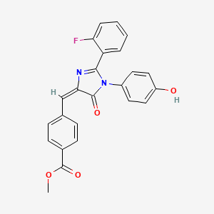 molecular formula C24H17FN2O4 B5054818 methyl 4-[(E)-[2-(2-fluorophenyl)-1-(4-hydroxyphenyl)-5-oxoimidazol-4-ylidene]methyl]benzoate 