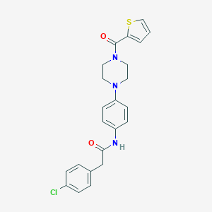 molecular formula C23H22ClN3O2S B505482 2-(4-chlorophenyl)-N-{4-[4-(2-thienylcarbonyl)-1-piperazinyl]phenyl}acetamide 
