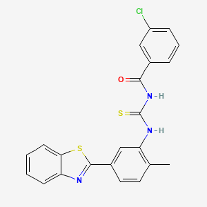 molecular formula C22H16ClN3OS2 B5054869 N-{[5-(1,3-benzothiazol-2-yl)-2-methylphenyl]carbamothioyl}-3-chlorobenzamide 