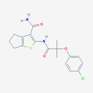 2-{[2-(4-chlorophenoxy)-2-methylpropanoyl]amino}-5,6-dihydro-4H-cyclopenta[b]thiophene-3-carboxamide