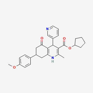 molecular formula C28H30N2O4 B5055150 Cyclopentyl 7-(4-methoxyphenyl)-2-methyl-5-oxo-4-(pyridin-3-yl)-1,4,5,6,7,8-hexahydroquinoline-3-carboxylate 