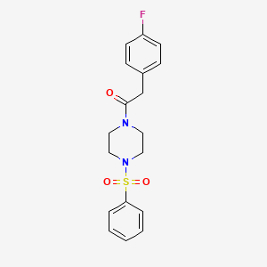 molecular formula C18H19FN2O3S B5055282 1-[(4-fluorophenyl)acetyl]-4-(phenylsulfonyl)piperazine 