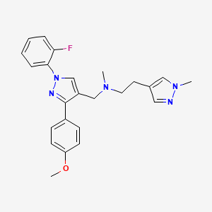 molecular formula C24H26FN5O B5055404 N-{[1-(2-fluorophenyl)-3-(4-methoxyphenyl)-1H-pyrazol-4-yl]methyl}-N-methyl-2-(1-methyl-1H-pyrazol-4-yl)ethanamine 