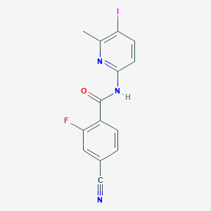 molecular formula C14H9FIN3O B505543 4-cyano-2-fluoro-N-(5-iodo-6-methyl-2-pyridinyl)benzamide 