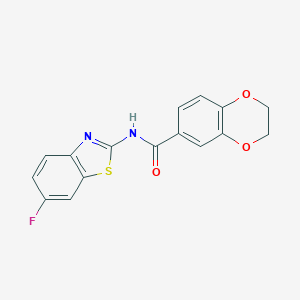 molecular formula C16H11FN2O3S B505544 N-(6-fluoro-1,3-benzothiazol-2-yl)-2,3-dihydro-1,4-benzodioxine-6-carboxamide CAS No. 477553-71-2