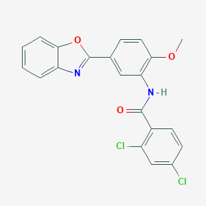 molecular formula C21H14Cl2N2O3 B505545 N-[5-(1,3-benzoxazol-2-yl)-2-methoxyphenyl]-2,4-dichlorobenzamide 