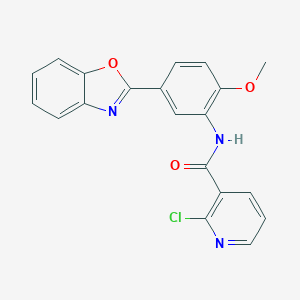 molecular formula C20H14ClN3O3 B505546 N-[5-(1,3-benzoxazol-2-yl)-2-methoxyphenyl]-2-chloropyridine-3-carboxamide 