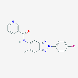 molecular formula C19H14FN5O B505548 N-[2-(4-fluorophenyl)-6-methyl-2H-1,2,3-benzotriazol-5-yl]nicotinamide 
