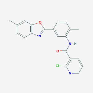 molecular formula C21H16ClN3O2 B505550 2-chloro-N-[2-methyl-5-(6-methyl-1,3-benzoxazol-2-yl)phenyl]nicotinamide 