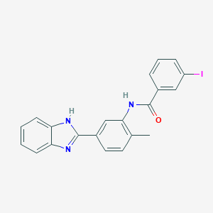 molecular formula C21H16IN3O B505569 N-[5-(1H-benzimidazol-2-yl)-2-methylphenyl]-3-iodobenzamide 