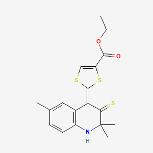 molecular formula C18H19NO2S3 B5055832 ethyl (2Z)-2-(2,2,6-trimethyl-3-thioxo-2,3-dihydroquinolin-4(1H)-ylidene)-1,3-dithiole-4-carboxylate CAS No. 5815-87-2