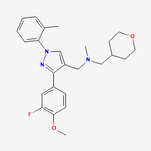 molecular formula C25H30FN3O2 B5055859 N-[[3-(3-fluoro-4-methoxyphenyl)-1-(2-methylphenyl)pyrazol-4-yl]methyl]-N-methyl-1-(oxan-4-yl)methanamine 