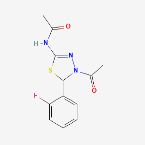 molecular formula C12H12FN3O2S B5055888 N-[4-acetyl-5-(2-fluorophenyl)-4,5-dihydro-1,3,4-thiadiazol-2-yl]acetamide 