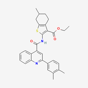 molecular formula C30H30N2O3S B5055923 ETHYL 2-[2-(3,4-DIMETHYLPHENYL)QUINOLINE-4-AMIDO]-6-METHYL-4,5,6,7-TETRAHYDRO-1-BENZOTHIOPHENE-3-CARBOXYLATE 