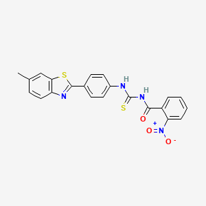 molecular formula C22H16N4O3S2 B5055944 N-{[4-(6-methyl-1,3-benzothiazol-2-yl)phenyl]carbamothioyl}-2-nitrobenzamide 